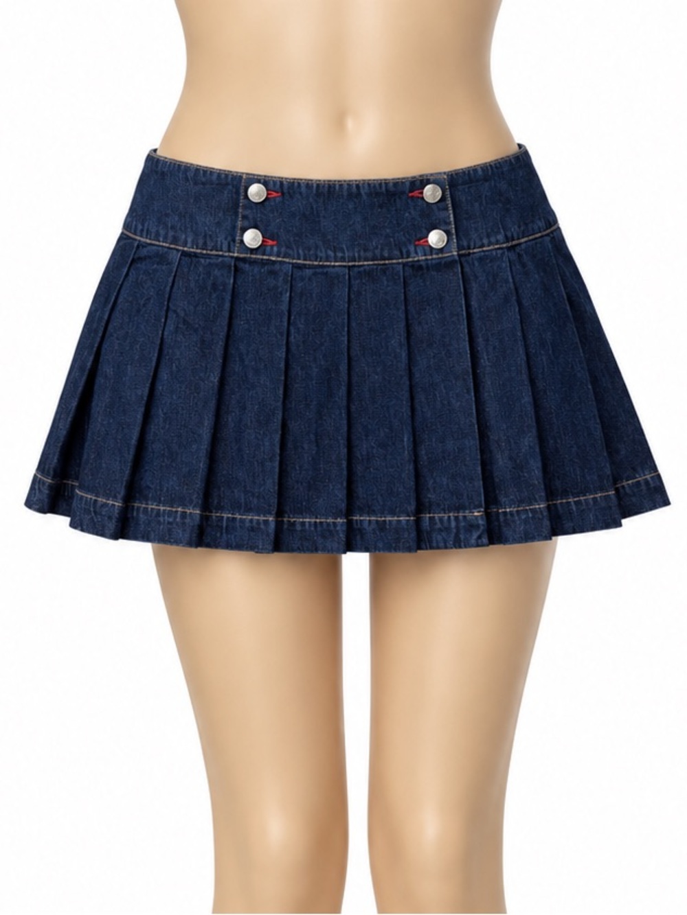 Tommy Jeans Y2K Vintage 00s Low Rise Pleated Denim Micro Mini Skirt 2004 Size 13